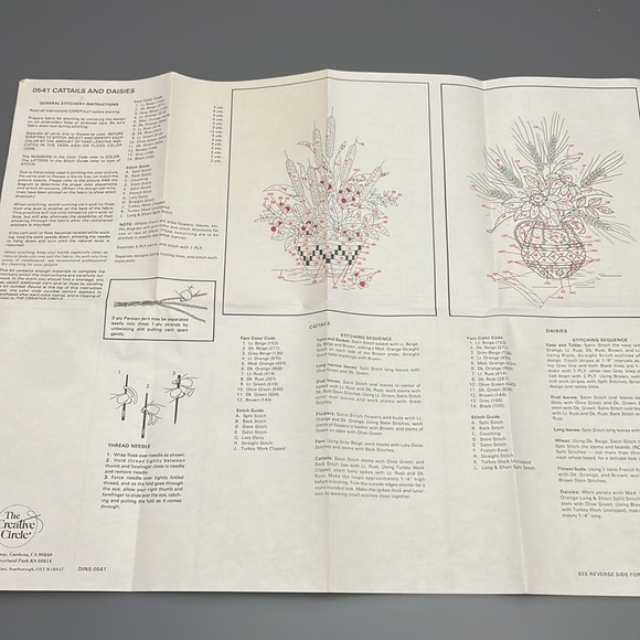 The Creative Circle Cattails & Daisies Stitchery 2 kits Vintage 1984 wool - Picture 8 of 9
